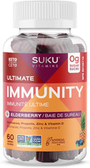 Suku Vitamins Ultimate Immunity + Elderberry Blueberry Pineapple Gummies in a Bottle – 60-count pack of immune-boosting gummies with a refreshing blueberry-pineapple flavor.