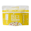Packaged rice product in a yellow box labeled 'The Rice Stuff' with 'Pineapple Fried Rice' and a picture of the rice product.