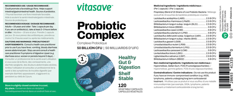 Vitasave Probiotic Complex 50 Billion - Shelf Stable Capsules