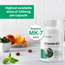 Vitasave Vitamin K2 240 VCaps supplement bottle for bone and heart health support.