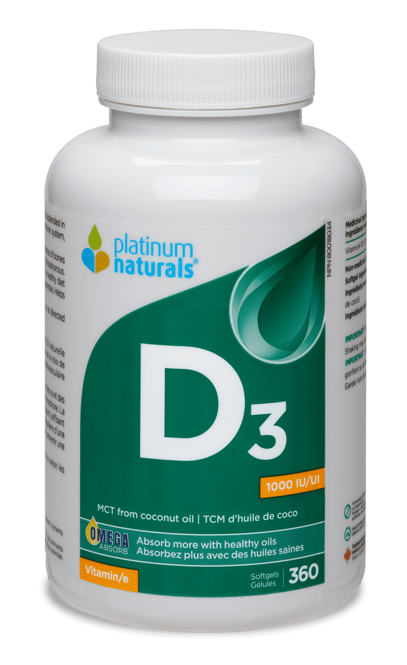 Platinum Naturals Vitamin D3 1000 IU (360 Softgels)