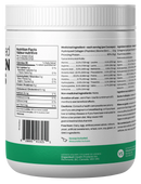 Supplement container with nutrition facts label on a white background