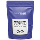Westpoint Naturals Textured Pea Protein Mince in a 300g resealable pouch, showcasing its plant-based, gluten-free, and soy-free attributes.