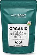 Westpoint Naturals Organic Hulled Sunflower Seeds 400g package—teardrop-shaped, shelled seeds rich in vitamin E and protein.