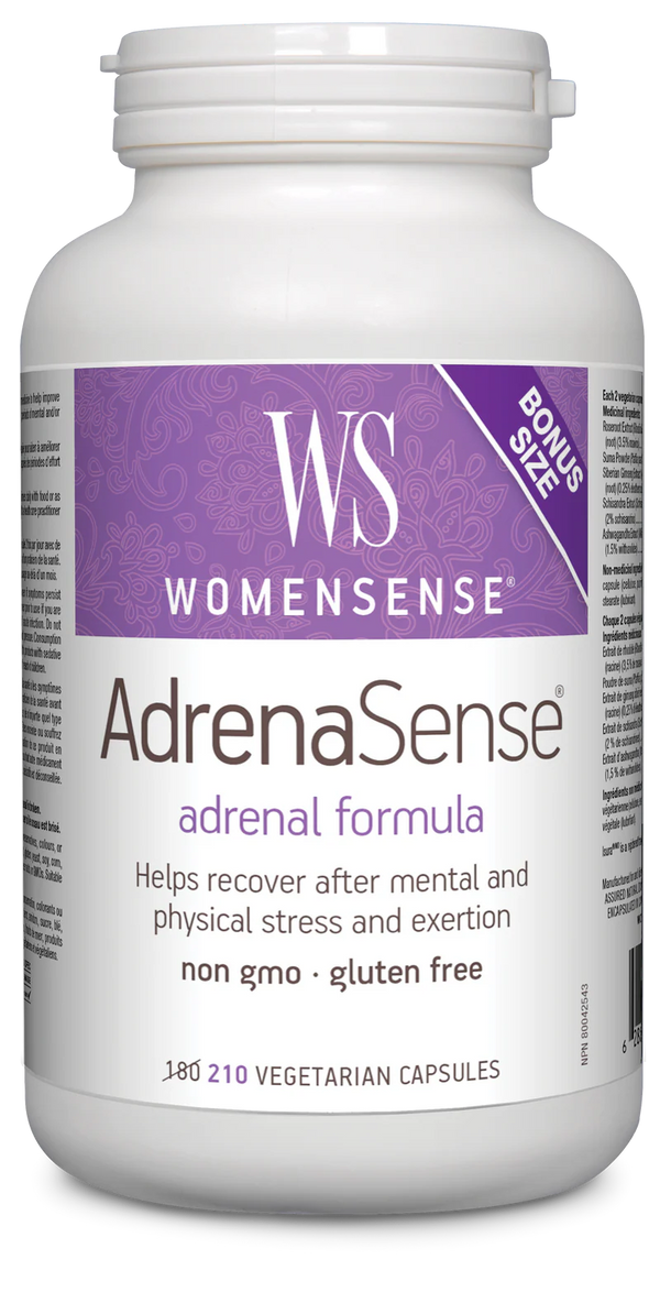 WS WomenSense AdrenaSense adrenal formula supplement bottle on a white background