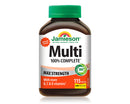 Jamieson 100% Complete Multivitamin, Max Strength (115 Caplets) - Bottle of multivitamin caplets with a green label, showcasing its complete formula for overall health and wellness.
