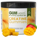 Container of Gum'vees Creatine Gummies with mangoes on a white background