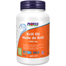 A bottle of NOW Neptune Krill Oil 1000 mg with 60 softgels inside. The bottle is white with a blue and orange label.