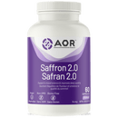 AOR Saffron 2.0 14 mg bottle with 60 vegetarian capsules for mood and eye health support.