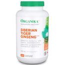 Bottle of Organika Siberian Tiger Ginseng with 200 vegetarian capsules on a white background.