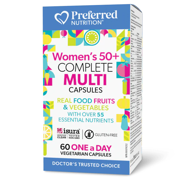 Preferred Nutrition Women's 50+ Complete Multi Capsules packaging on a white background