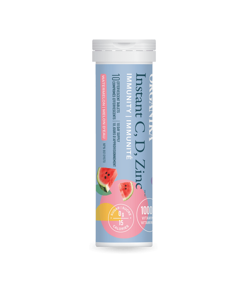 Organika Instant C, D, Zinc Immunity 10 Tablets - Watermelon (Tubes)