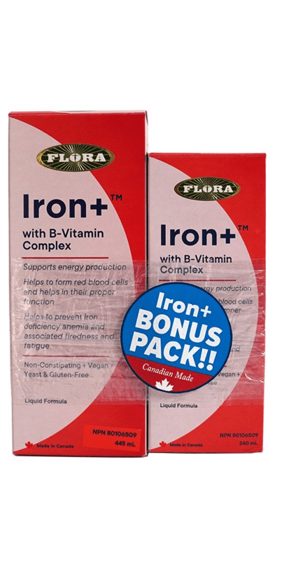 Flora Iron+ with B-Vitamin Complex BONUS PACK (445 + 240 mL)