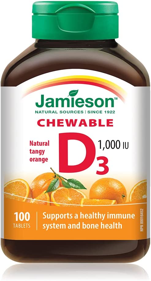 Jamieson Chewable Vitamin D3 1000 IU - Natural Tangy Orange (100 Tablets) PROMO