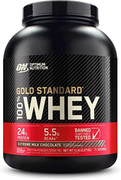 Optimum Nutrition Gold Standard 100% Whey - Extreme Milk Chocolate 5 lb, 2 Pack Bundle