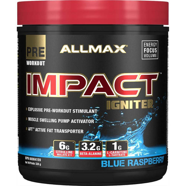 ALLMAX Impact Igniter Pre-Workout - Blue Raspberry 328 g Powder Image 1