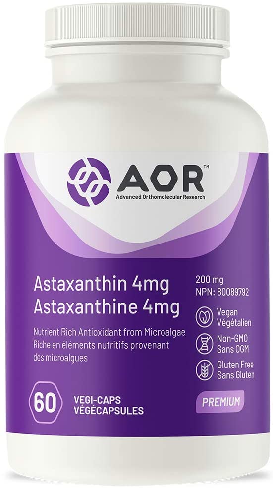 AOR Astaxanthin 4mg 200 mg 60 VCaps Image 1