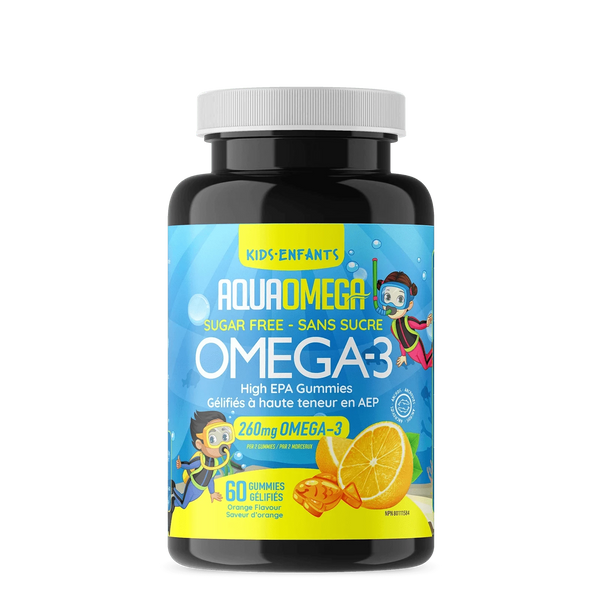 AquaOmega Kids Omega-3 Sugar Free High EPA 260 mg - Orange (60 Gummies)