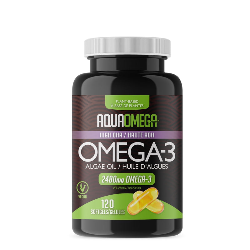 AquaOmega Plant-Based High DHA Omega-3 Algae Oil 120 Softgels Image 1