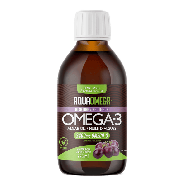 AquaOmega Plant-Based Omega 3 3400 mg - Grape 225 mL Image 1