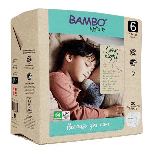 Bambo Nature Overnight Baby Diapers 16+ kg Size 6 (20 Diapers)