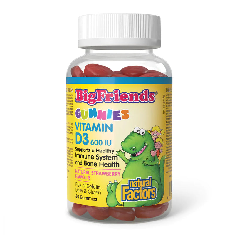 Natural Factors Big Friends Vitamin D3 600 IU - Natural Strawberry (60 Gummies)
