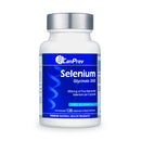 A bottle of CanPrev Selenium Glycinate 200 supplement with 120 vegetable capsules.