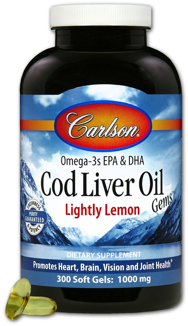 Carlson Cod Liver Oil - Lightly Lemon 300 Softgels Image 1