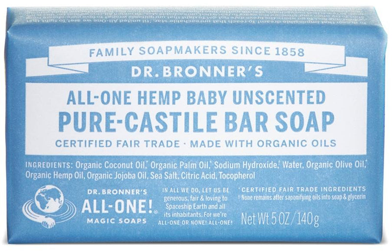 Dr. Bronner's All-One Pure-Castile Bar Soap - Hemp Baby Unscented Image 1