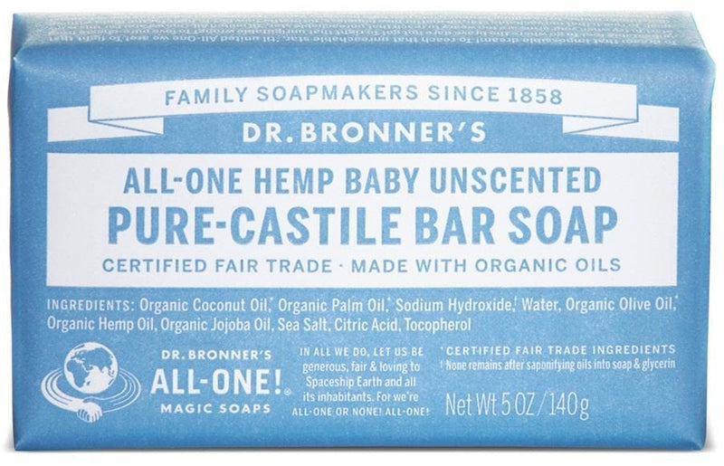 Dr. Bronner's All-One Pure-Castile Bar Soap - Hemp Baby Unscented Image 3