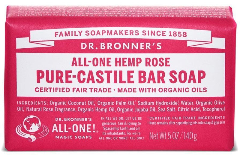 Dr. Bronner's All-One Pure-Castile Bar Soap - Hemp Rose Image 2