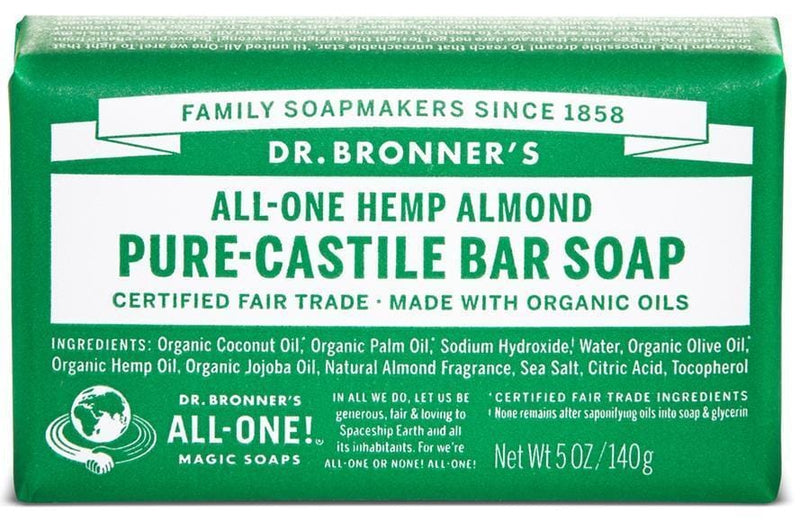 Dr. Bronner's All-One Pure-Castile Soap - Hemp Almond Single Bar Image 2