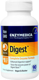 Enzymedica Digest Capsules – A bottle of digestive enzyme supplements designed to support optimal digestion and nutrient absorption, featuring a blend of natural enzymes for improved comfort.
