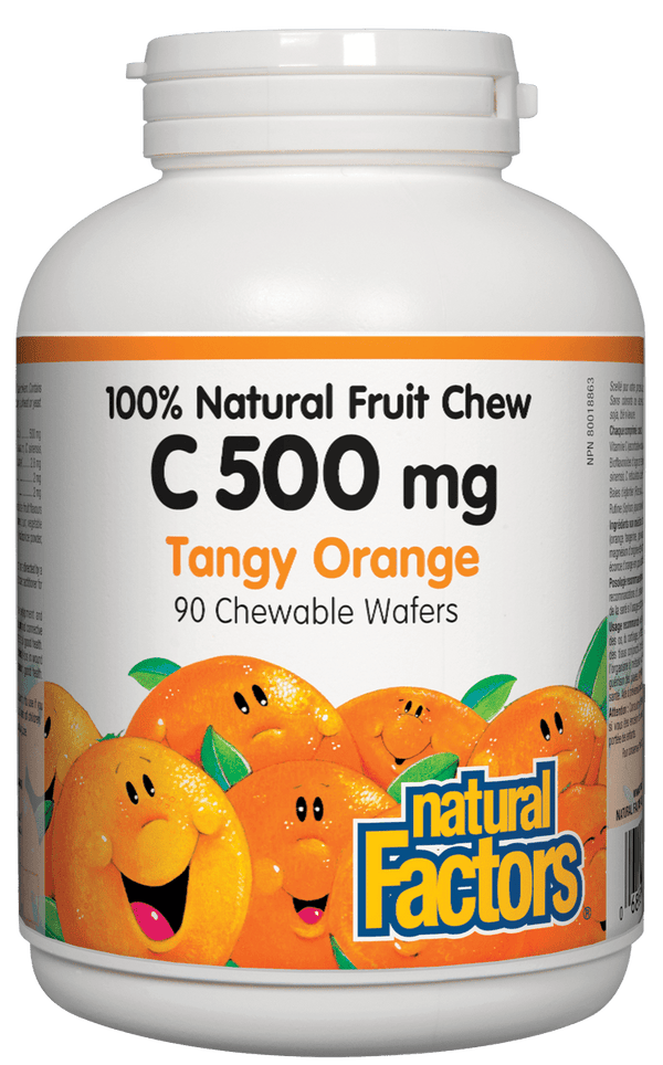 Factors C Natural Fruit Chews 500 mg - Tangy Orange Chewable Wafers Image 1