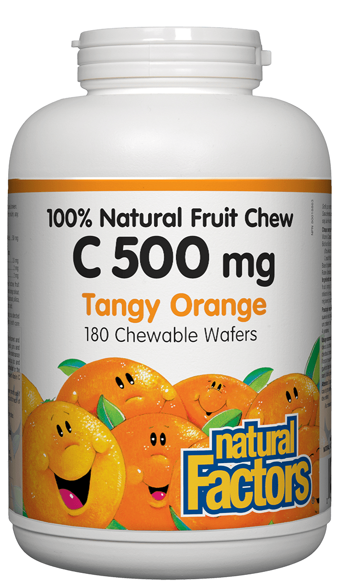Factors C Natural Fruit Chews 500 mg - Tangy Orange Chewable Wafers Image 2