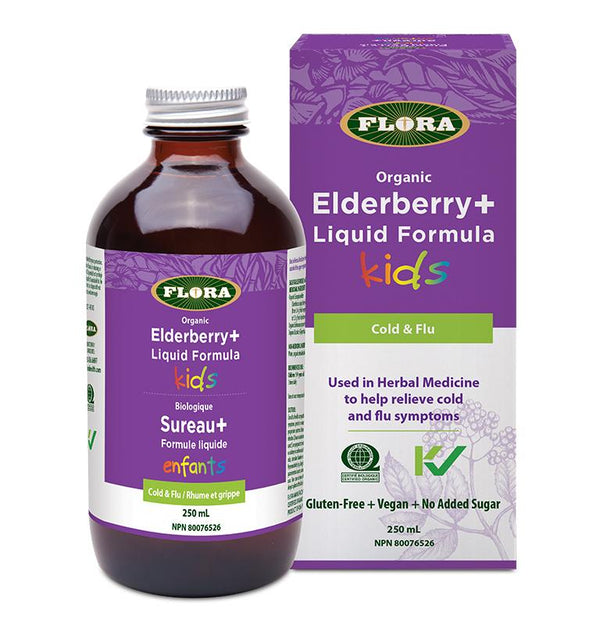 Flora Organic Elderberry+ Liquid Formula Kids Cold & Flu 250 mL Image 1