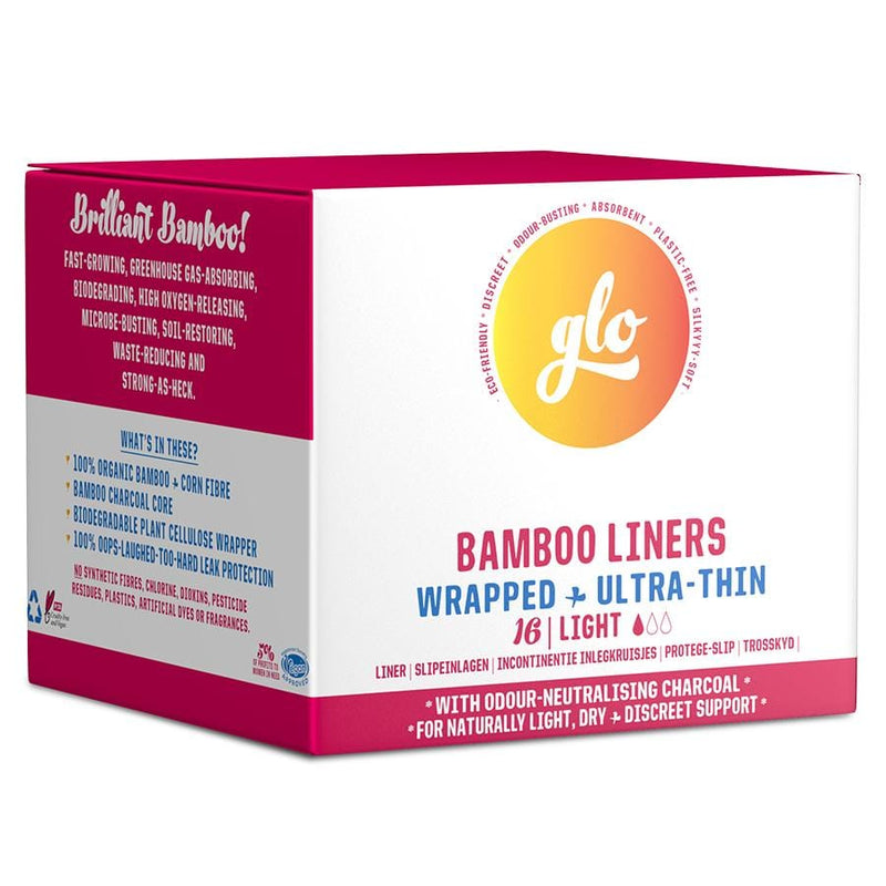 GLO Bamboo Liners Wrapped & Ultra-Thin - Light 16 Pads Image 2