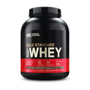 Scoop of Optimum Nutrition Gold Standard 100% Whey Protein Powder in Double Rich Chocolate flavor, highlighting the rich, chocolatey powder texture against a white background.