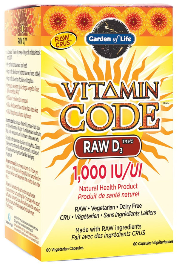 Garden of Life Vitamin Code Raw D3 1000 IU 60 VCaps Image 1