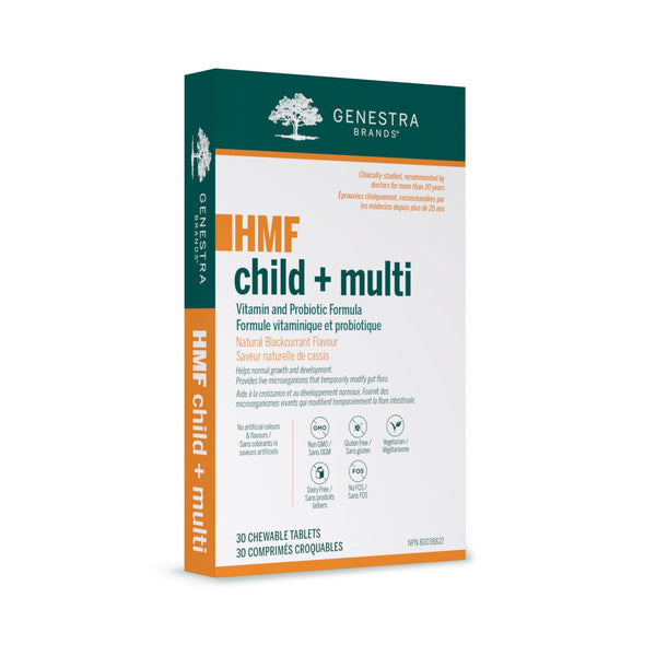 Genestra HMF Child + Multi Vitamin and Probiotic Formula - Natural Black Currant 30 Chewable Tablets Image 1