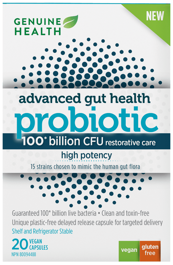 Genuine Advanced Gut Health Probiotic 100 Billion CFU 20 VCaps Image 1