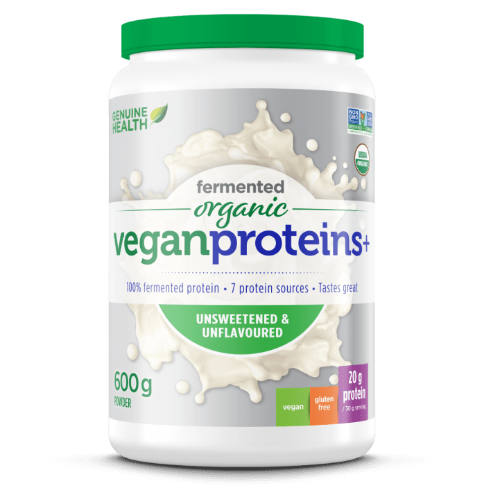 Genuine Health Fermented Organic Vegan Proteins+ Powder - Unsweetened & Unflavoured 600 g Image 1