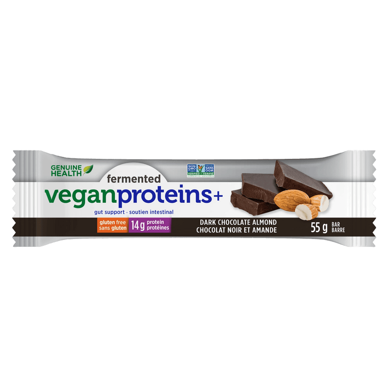 Genuine Health Fermented Vegan Proteins+ Bar - Dark Chocolate Almond Image 1