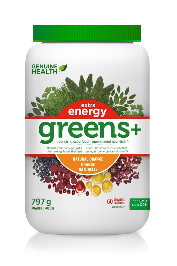 Genuine Health Greens+ Extra Energy - Natural Orange Image 1