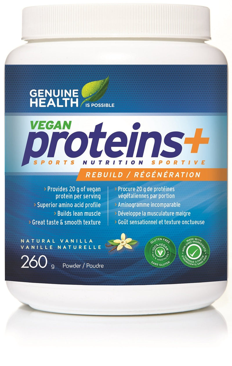 Genuine Health Vegan Proteins+ Rebuild - Natural Vanilla 260 g Image 1
