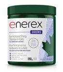 A container of Enerex Greens - Mixed Berries, which is a powder for energy boosting and vitality.