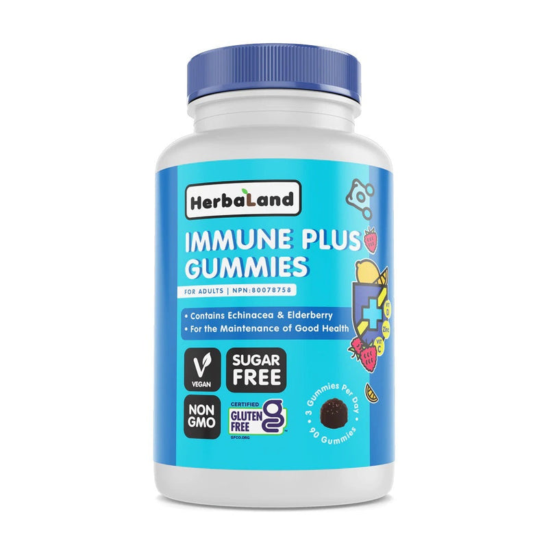 HerbaLand Immune Plus Sugar-Free for Adults - Raspberry Lemon 90 Gummies Image 1