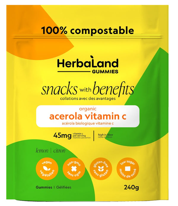 HerbaLand Snacks with Benefits Acerola Vitamin C Gummies - Lemon 240 g Image 1