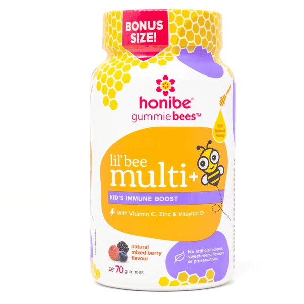 Honibe Gummiebees Lil' Bee Multi+ Kid's Immune Boost - Natural Mixed Berry 70 Gummies Image 1