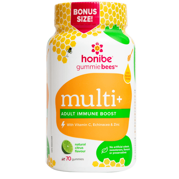 Honibe Gummiebees Multi+ Adult Immune Boost - Natural Citrus 70 Gummies Image 1